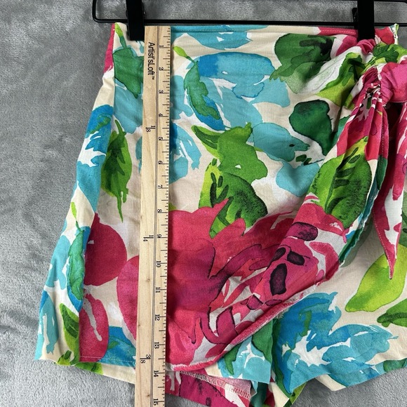 Zara Wrap Skort Women's S Multi Color Tropical Floral Linen Blend Side Zip Tie - Picture 4 of 8